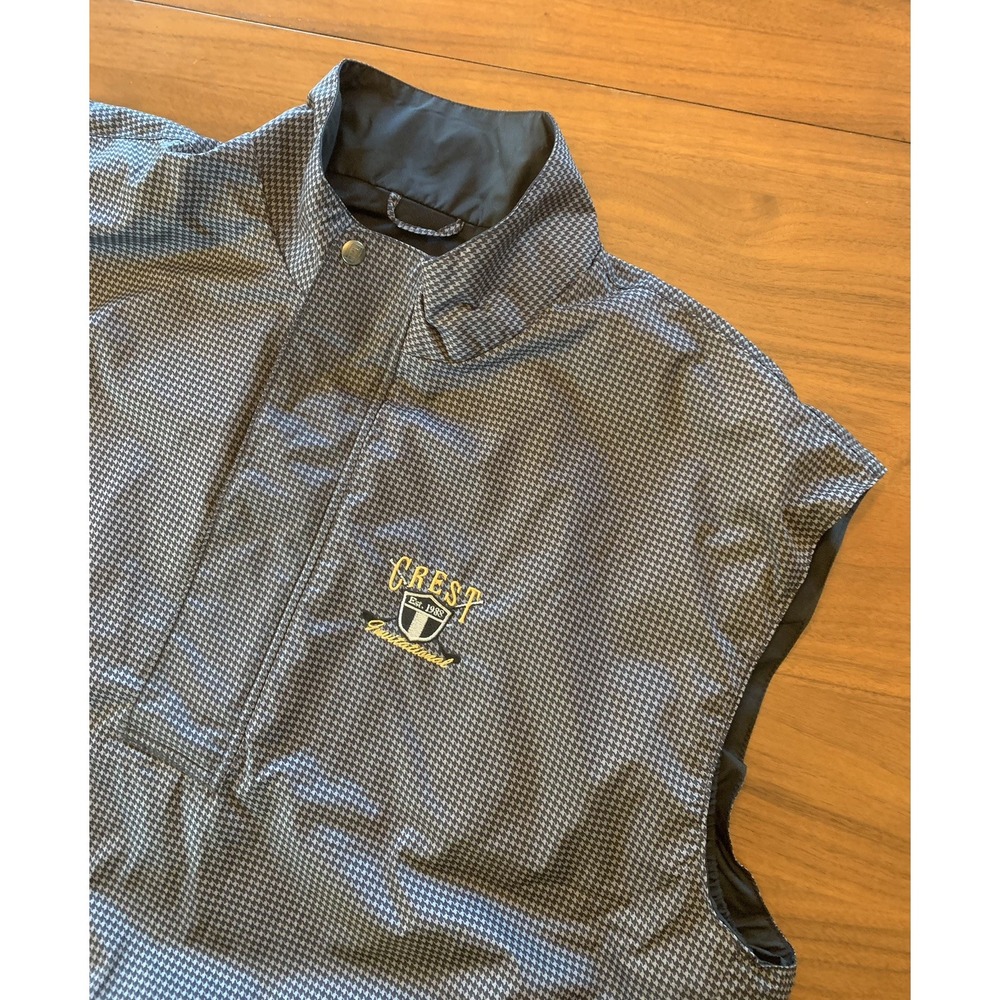 Vintage Dryjoys Foot Joy Golf Vest Mens XL Black Houndstooth 1/4 Zip Crest Logo